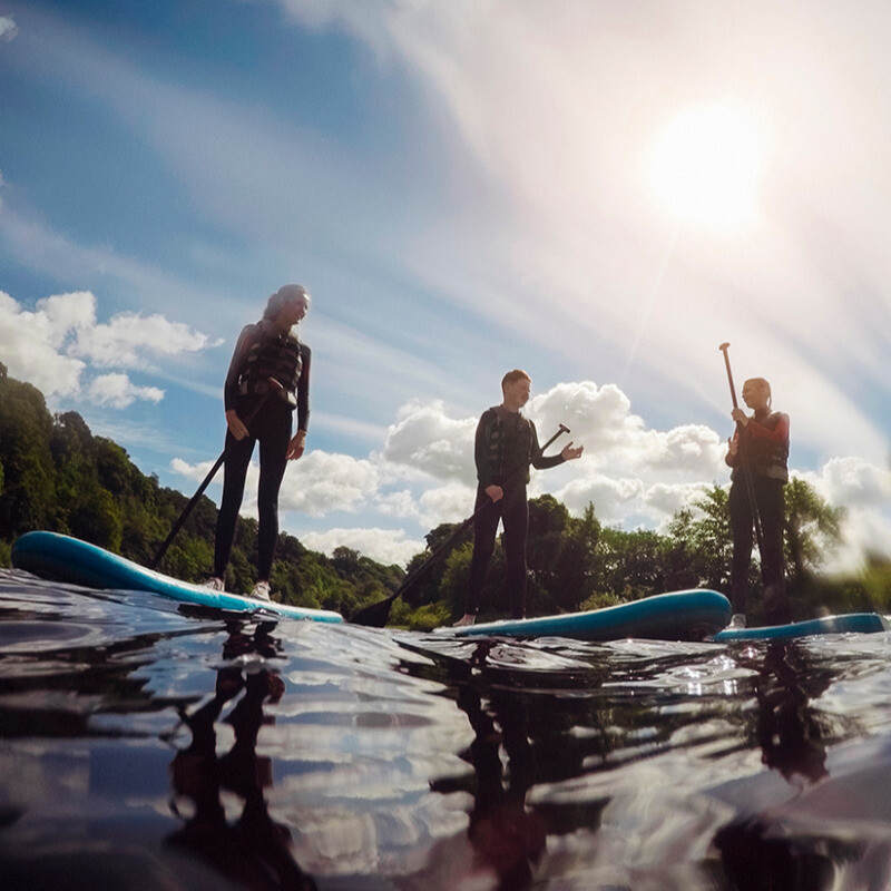 Aztec Adventure Stand Up Paddleboard and Single Sit on Top Kayak Launch